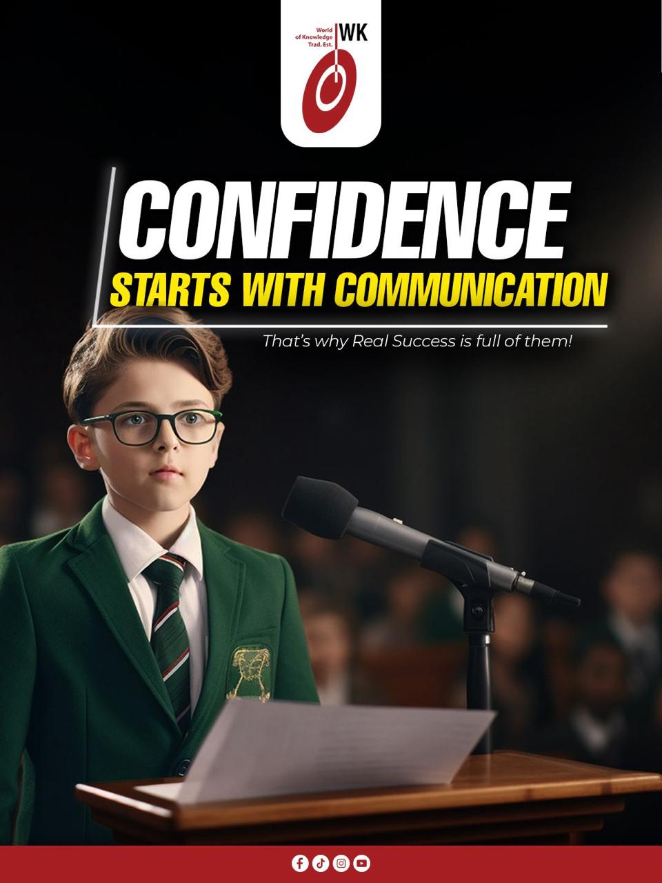Confident student delivering a speech to improve communication and public speaking skills
